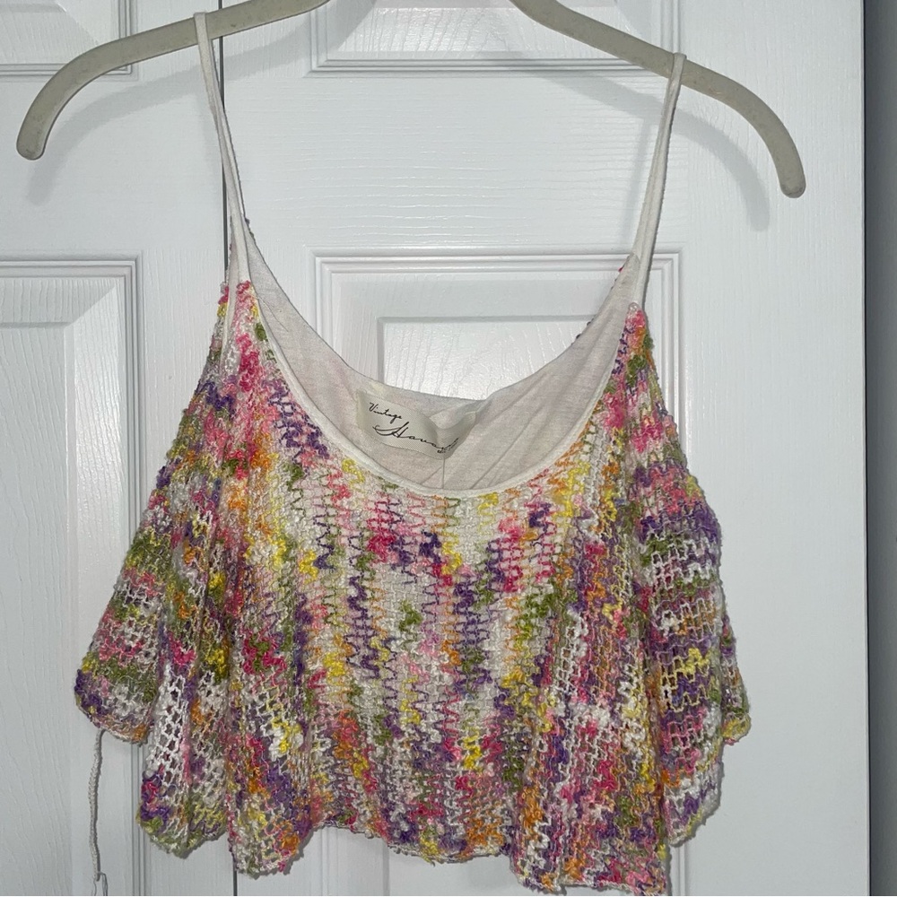 Vintage Havana Pink and Purple Crop flowy top